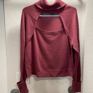 Paige XL Cherise Wool Blend Cutout Turtleneck Sweater. Raspberry Mousse color